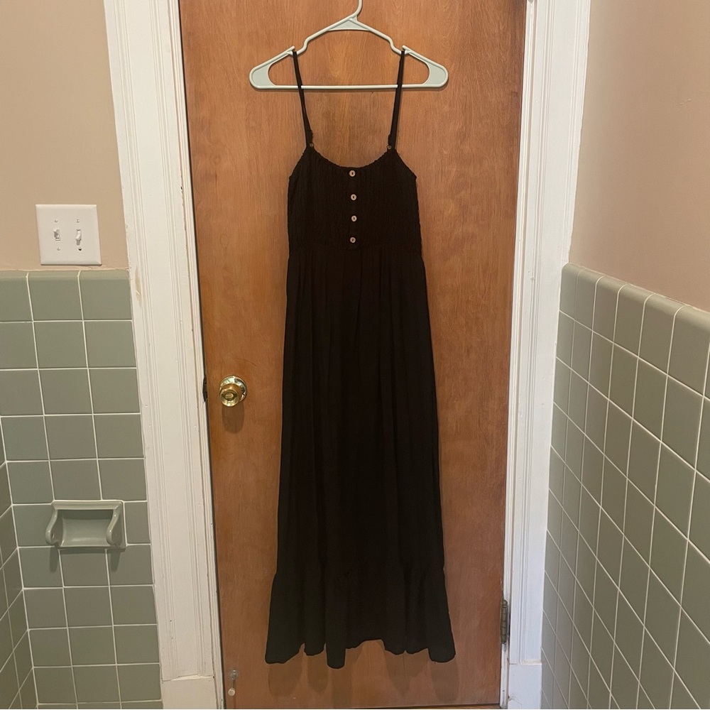 AUW Black Textured Maxi Dress